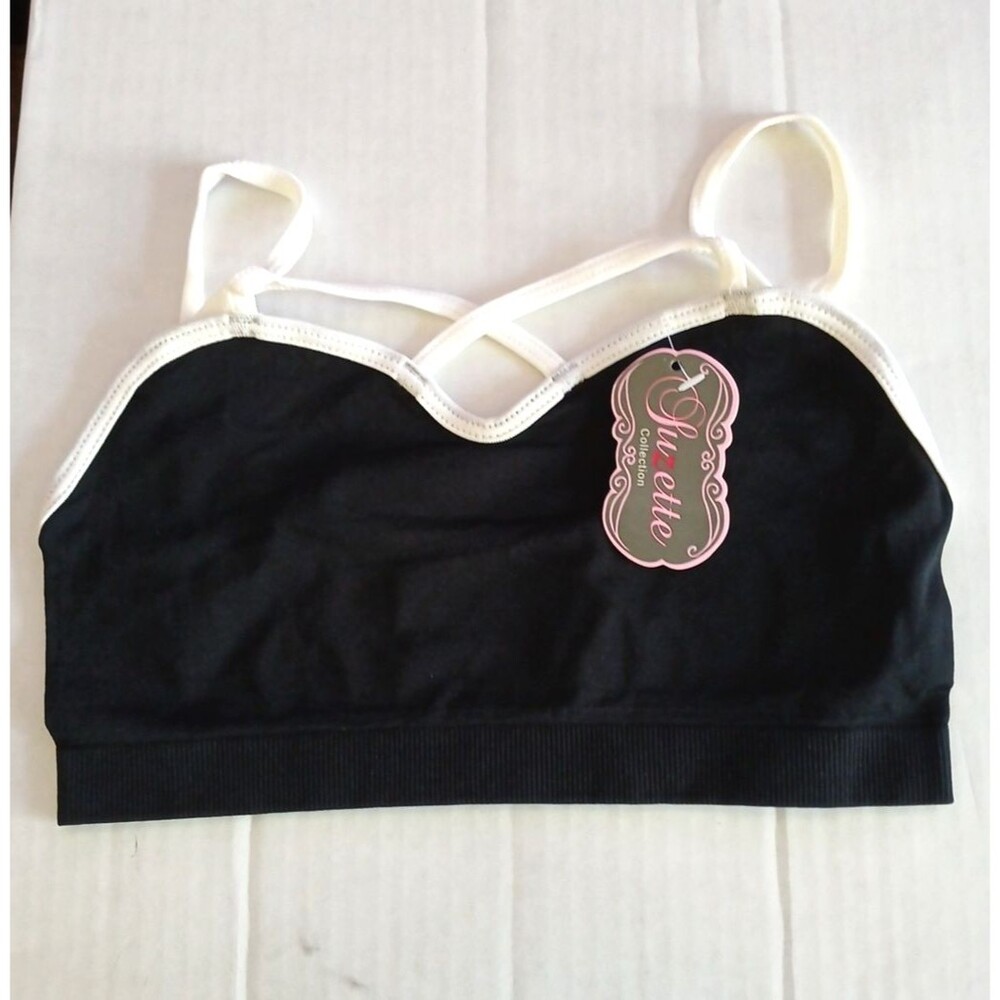 Buckle Black Bralette with White Trim